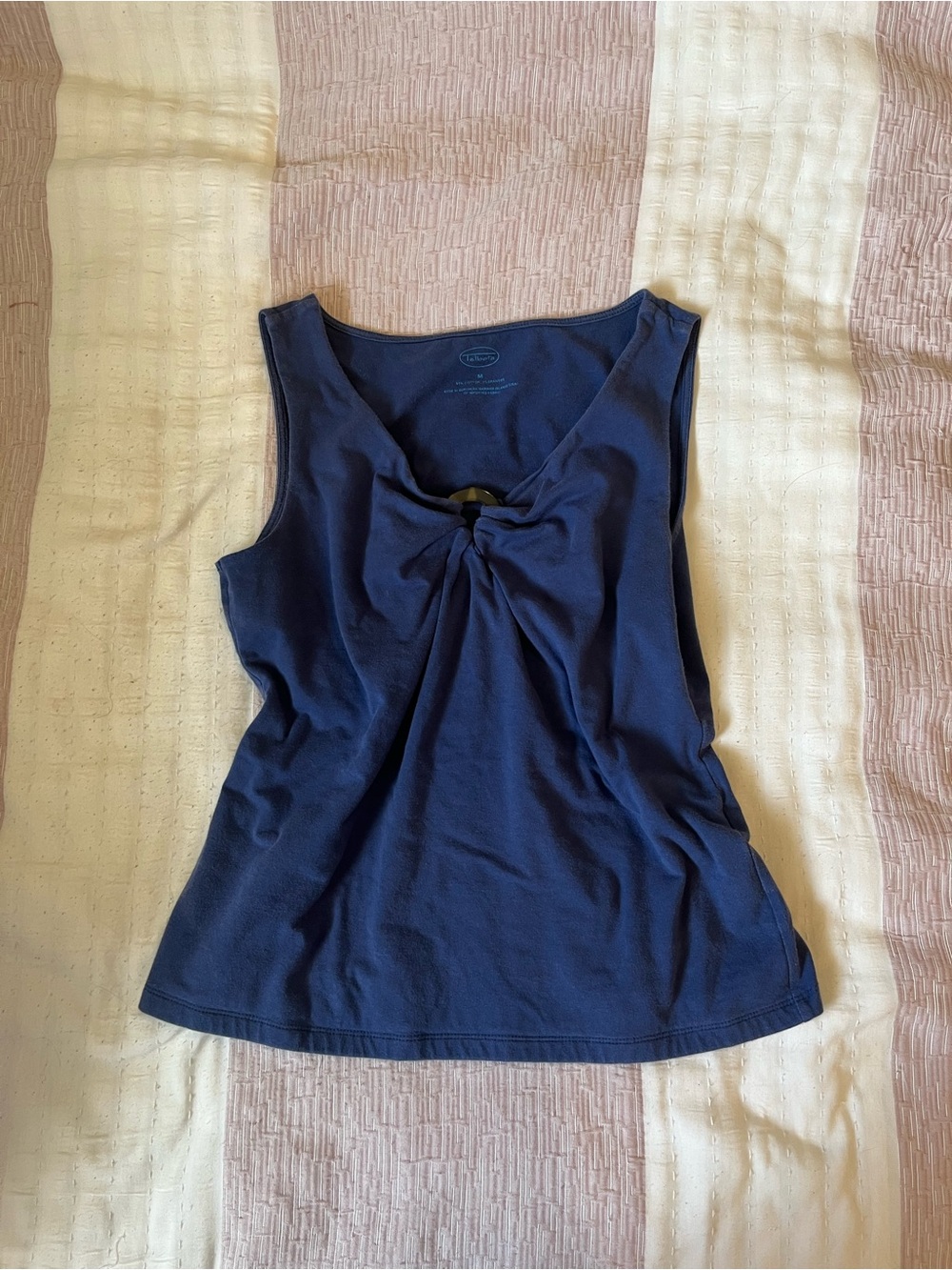 Y2K 2000s Vintage style Talbots Blue V-Neck Sleeveless Top with Middle Accent M